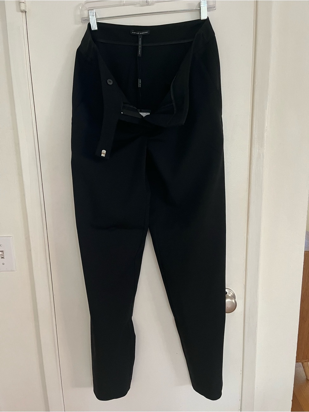 Sarah Pacini Black High-Waist Tailored Trousers